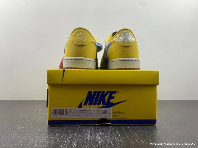 Official Maikesneakers OG Travis Canary Scott Low Air 1 DZ4137-700 Jordan x 0724